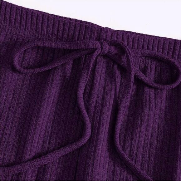 Cropped Tee & Drawstring Leggings Set purple - Picture 4 of 4